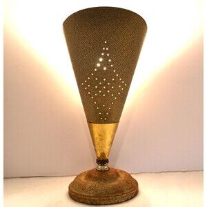 Vintage Lamp Table or TV Top Metal Cone Design Conic Eames Atomic MCM home
